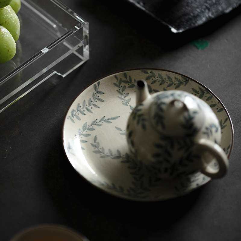 梵汝景德镇茶道青花连理枝圆逸壶承干泡盘茶承茶具茶托茶盘点心盘