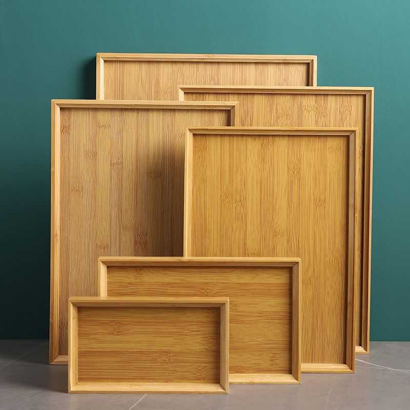 日式竹制托盘长方形实木茶盘沥水茶台家用水果盘面包盘烧烤盘酒店