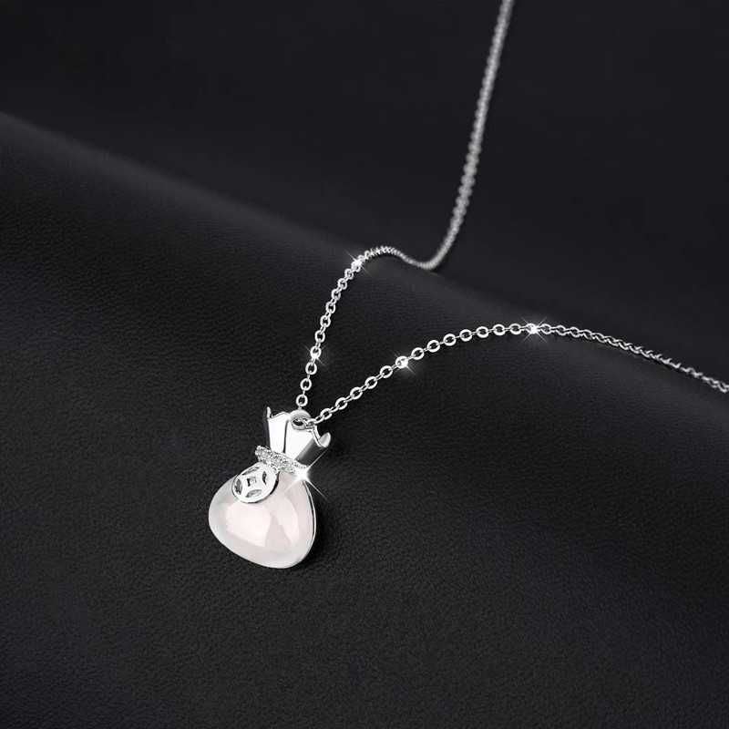 小众轻奢项链女高级设计感吊坠猫眼石钱袋送女友老婆简约锁骨链