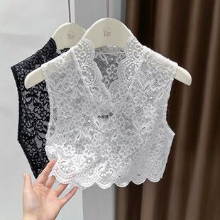镂空2025新款毛衣假领子蕾丝假领花边打底衫女款短款叠穿无袖内搭