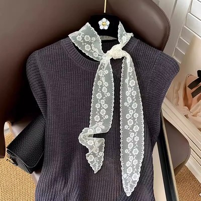 韩国超仙蕾丝长条领巾丝巾