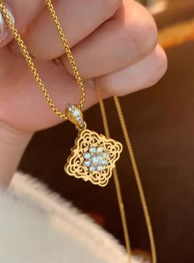 中古拉丝工艺布家四叶草双面戴