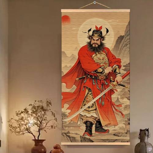中式竹帘镇宅神威钟馗天师画像