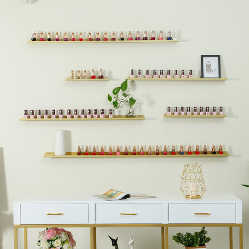 美甲店墙上置物架墙面装饰一字隔板化妆品指甲油架收纳搁板展示架