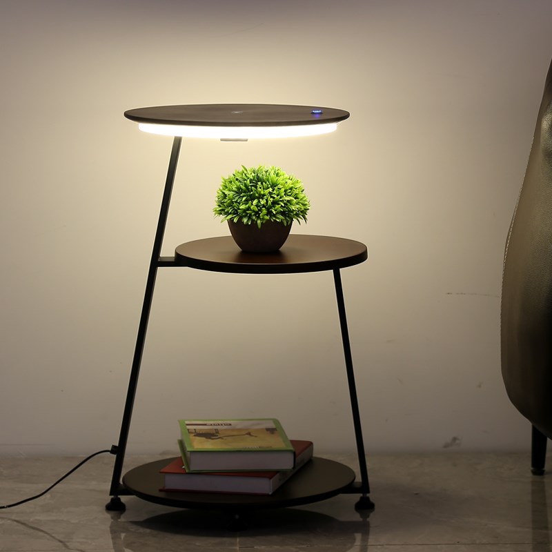 简约创意茶几无线充客厅沙发卧室床头原木置物氛围落地台灯