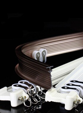 白色弯曲窗帘轨道铝合金弯轨双轨直轨罗马杆飘窗窗帘杆导轨滑道