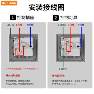 86型二开四孔插座面板二二插带开关两脚墙壁暗装两孔10A电源插座