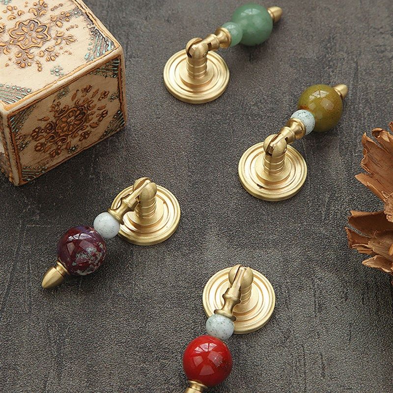 创意覆古中古法式黄铜水晶陶瓷橱柜门衣柜抽屉柜子鞋柜把手拉手,基础建材,小拉手,淘宝优惠券,粉丝福利购,淘宝优惠卷