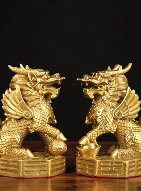 铜八卦麒麟摆件 铜麒麟摆件 铜聚宝盆麒麟摆件 铜八宝麒麟摆件