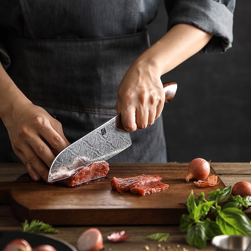 信作-110层大马士革钢菜刀日式料理刀家用切菜刀厨师专用切肉片刀