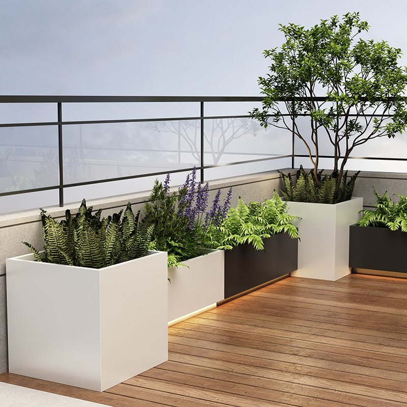 户外花箱组合种植箱花槽庭院露台外摆围栏隔断发光阳台定制花坛
