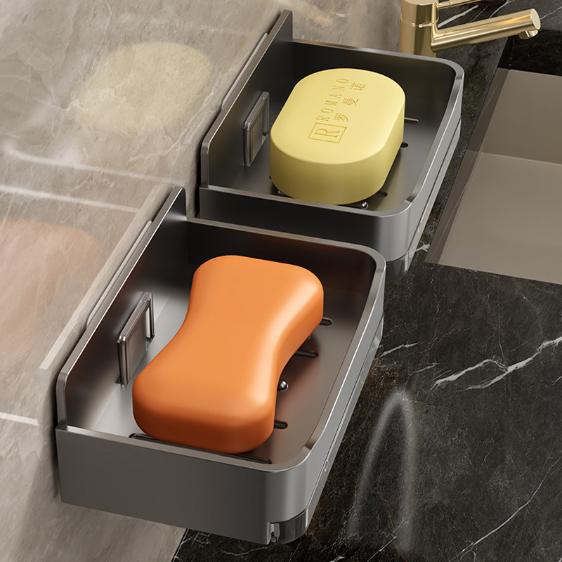 新款肥皂盒浴室免打孔香皂碟卫生间置物架家用肥皂带沥水盒壁挂式,家庭/个人清洁工具,皂盒,淘宝优惠券,粉丝福利购,淘宝优惠卷