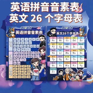 杨妈·途正英语拼音音素挂图杨萃先音素表双语入门宝宝发音练习