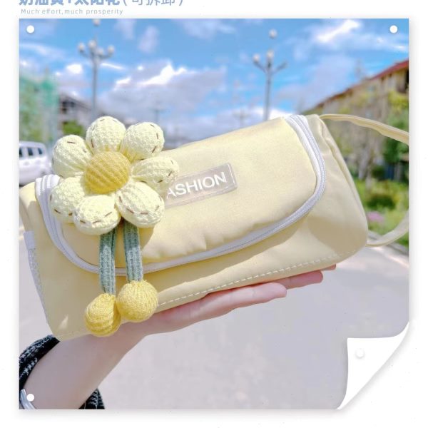 简约儿童小书小学生高收纳包初中生笔袋女ins文具盒红花朵风颜值
