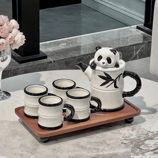 熊猫茶壶感水杯陶瓷茶具具家用客厅送礼水高级乔迁中式 物套装 茶杯