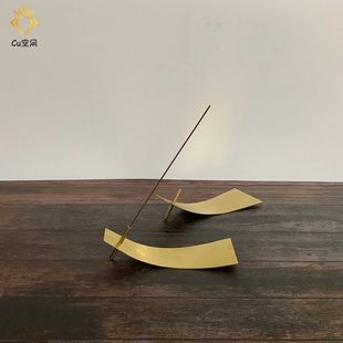 黄铜香插香座纯铜线香座香薰器卧香炉具装 复古创意手工日式 香台