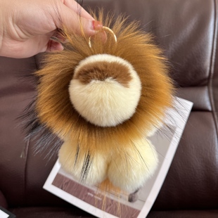 真獭兔毛小狮 可爱小狮子毛绒挂件辛巴狮子狮子包包挂件炸毛狮子