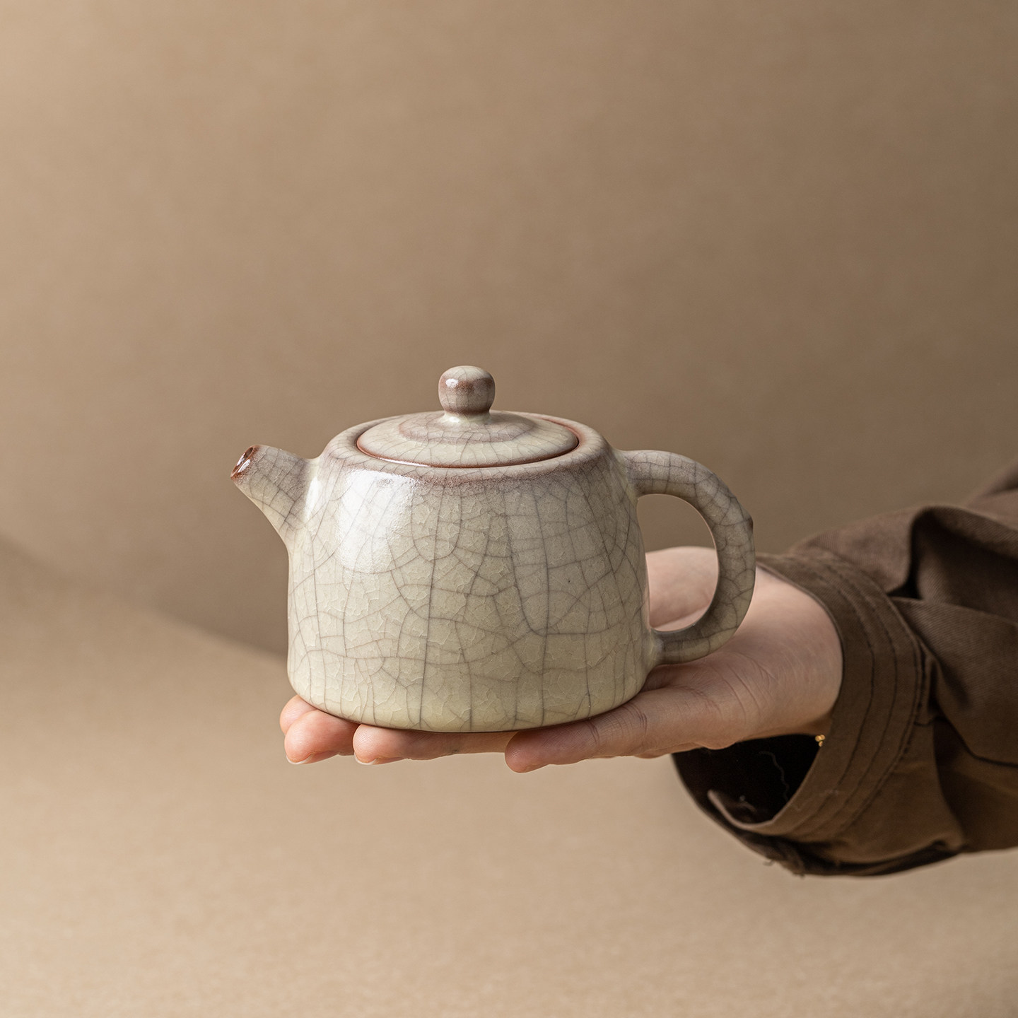 瓷艺妄为传世哥窑开片茶壶冰裂纹可养功夫茶具办公室复古泡茶壶