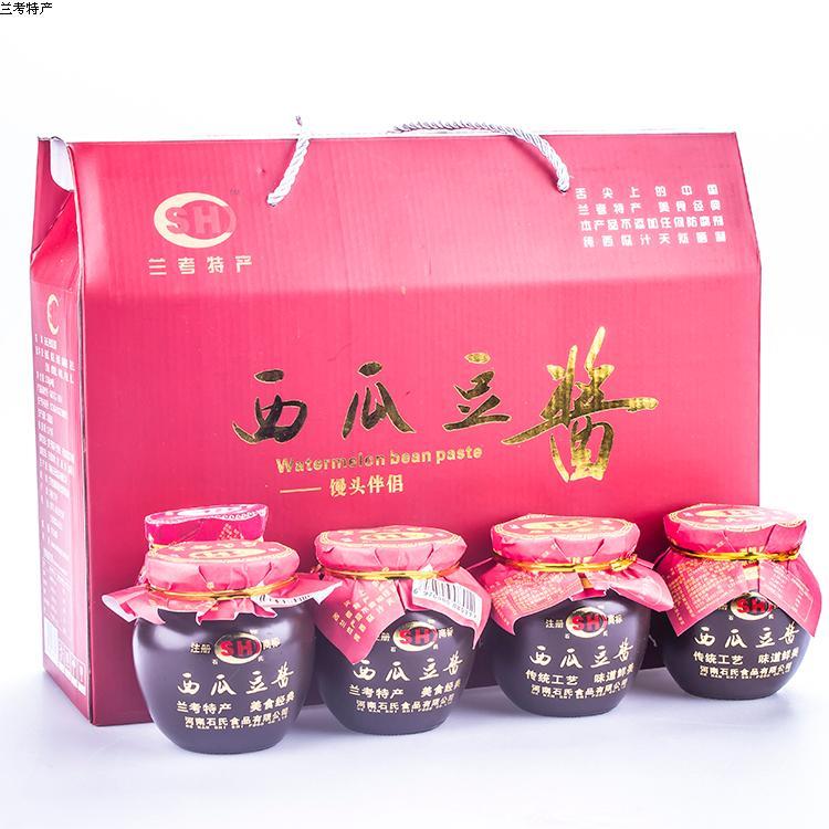 河南特产西瓜豆酱220g*4瓶礼盒装 豆瓣酱 拌饭调味黄豆酱豆子蘸酱