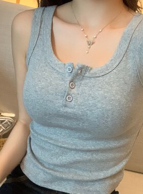宽肩带灰色吊带背心女内搭202z4夏季新款外穿修身工字打底短款上