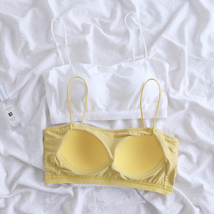 无钢圈美背吊带内衣一体文胸学生少女运动裹O胸聚拢上托抹胸背心