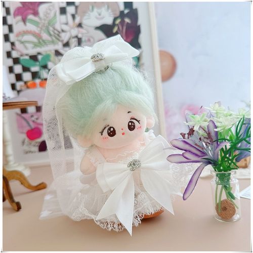 娃衣10cm棉花娃娃海星体正常体15厘米衣服裙R子白色公主裙子婚纱