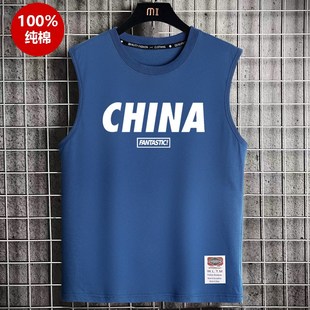 跨栏工字坎肩外穿 t恤衫 新疆纯棉背心男2021夏季 运动健身宽肩无L袖