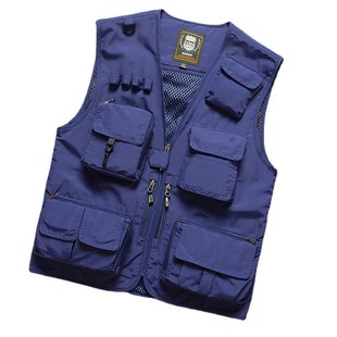 摄影多口袋钓D鱼安全背心马夹定制印字log 坎肩马甲男士 春秋季 工装