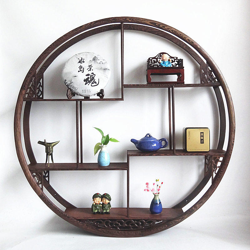 鸡翅木小博古架实木中式挂壁式多宝阁茶壶架茶叶架子挂墙上古董架