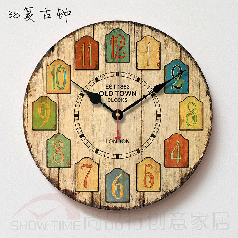 欧式个性现代复古卧室钟表客厅家用时钟表创意地中海无框挂钟,家居饰品,挂钟,淘宝优惠券,粉丝福利购,淘宝优惠卷