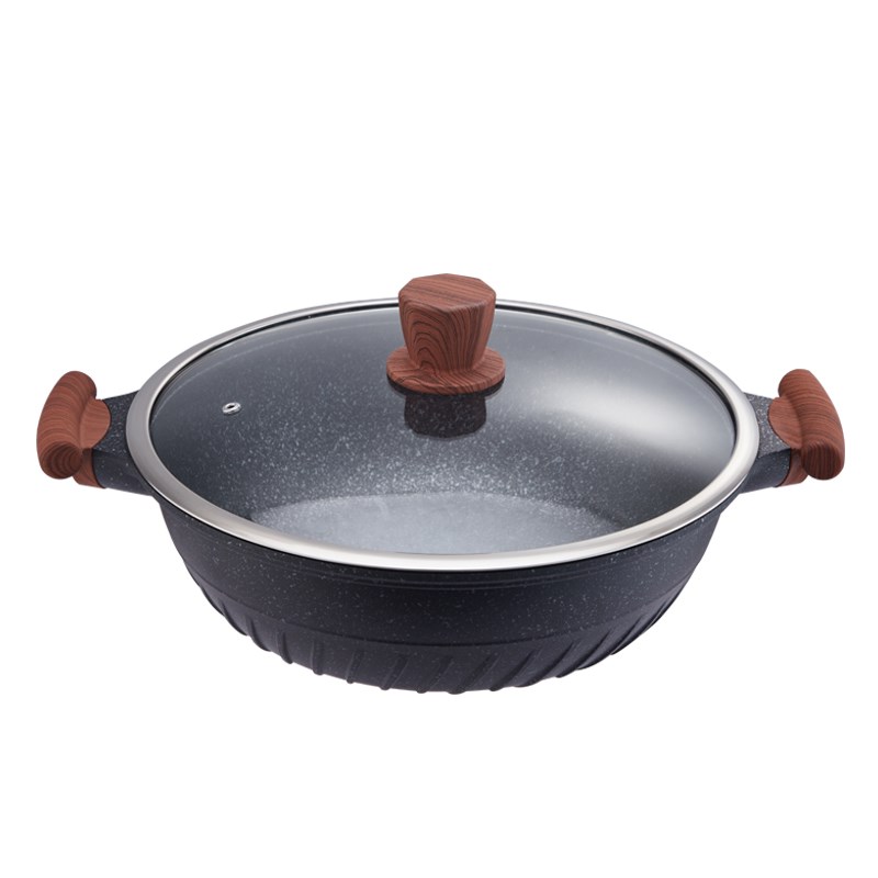 麦饭石熬汤锅不粘锅煮粥锅焖锅家用耳炖锅燃气灶电磁炉适用泡面