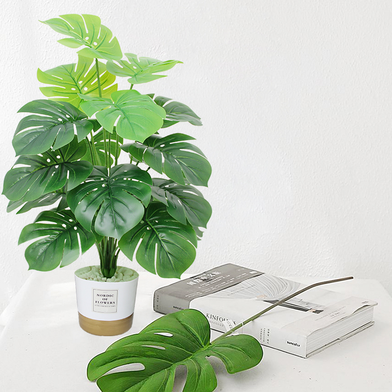 彷真龟背盆栽假植物室内装饰塑料滴水观音绿植小草彷真花假花摆设