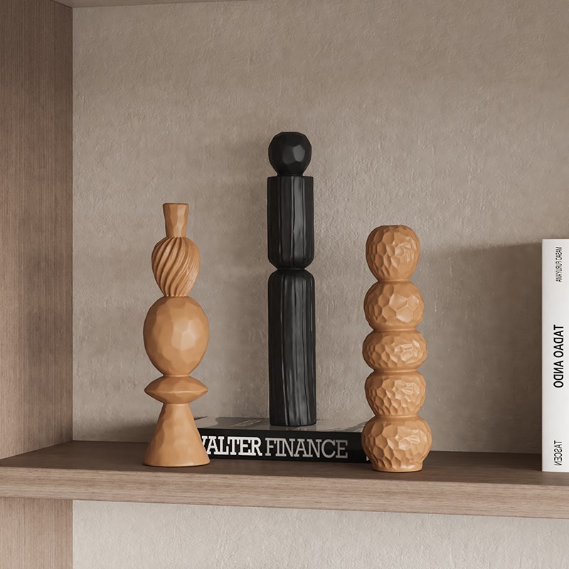 中古侘寂风壁柜酒柜放格软装饰品会所酒店大平层高级感复古摆件