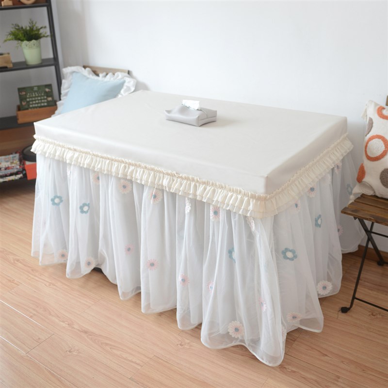 奶油风防油皮盖布艺花朵蕾丝茶几电烤炉罩套桌罩防尘罩装饰罩定做