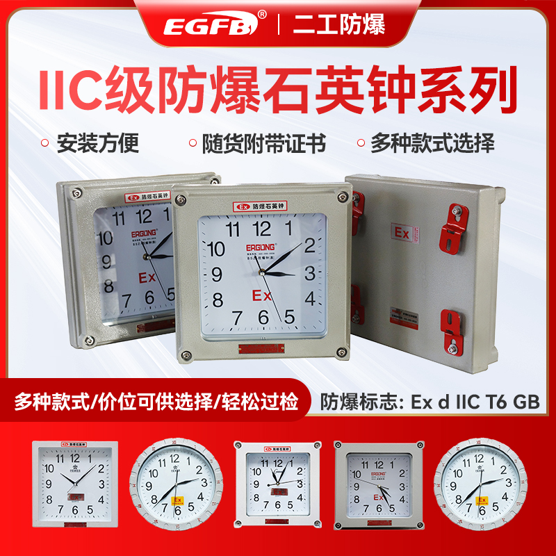 防爆型电子石英钟壁挂式防爆钟表现代静音款石英钟霸王牌机芯
