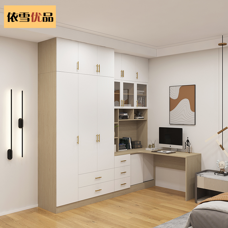 转角衣柜书桌一体小户型儿童电脑桌柜家用卧室梳妆台全屋定制