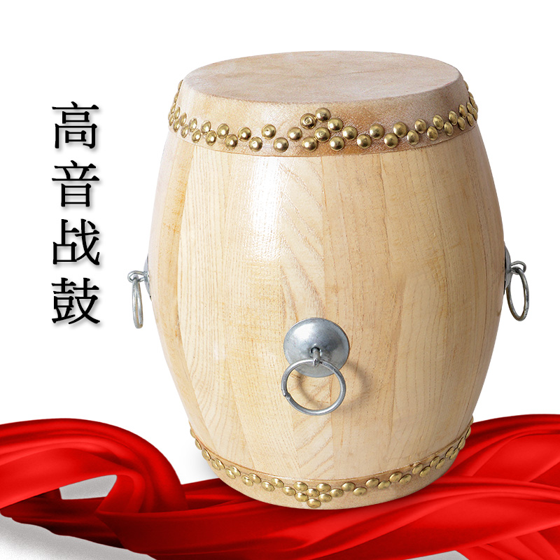 高音战鼓 手工原木鼓堂鼓腰鼓 水牛皮鼓6.5寸原木戏鼓锣鼓京剧鼓
