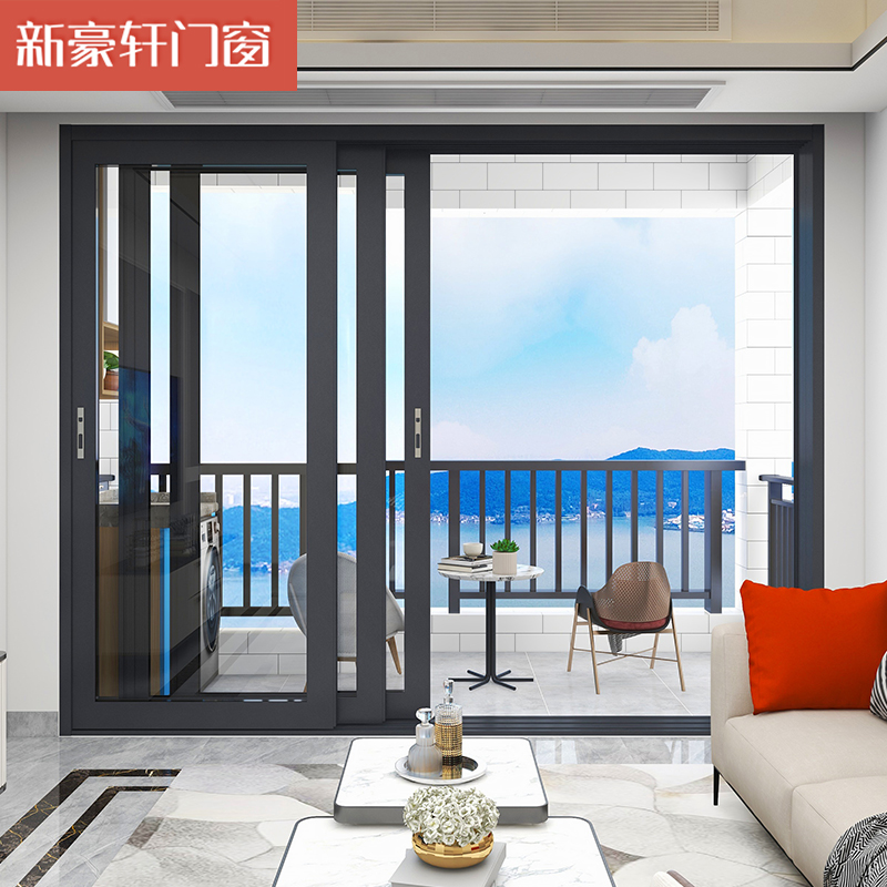新豪轩门窗V105重型推拉门三轨三玻客厅阳台玻璃移门现代简约