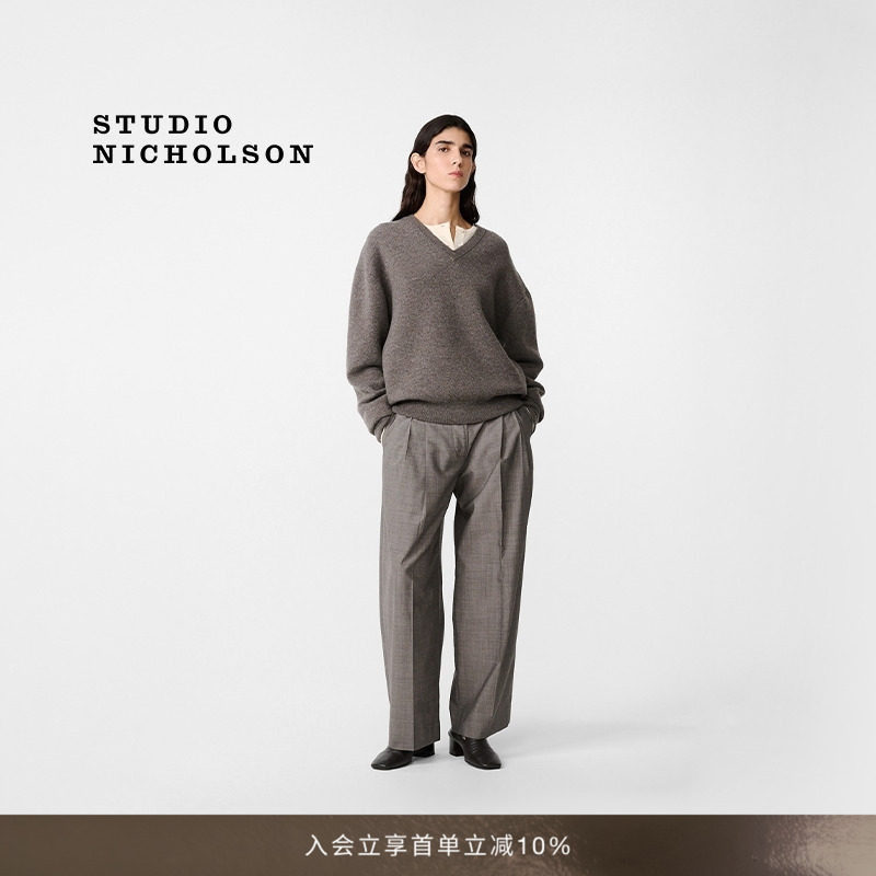 STUDIO NICHOLSON男女同款LOCH羊毛羊绒V领毛衣图片