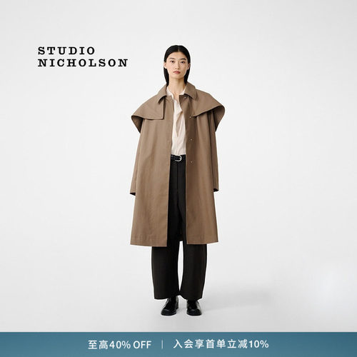 【明星同款】STUDIO NICHOLSON HAVER斗篷棉质风衣长外套