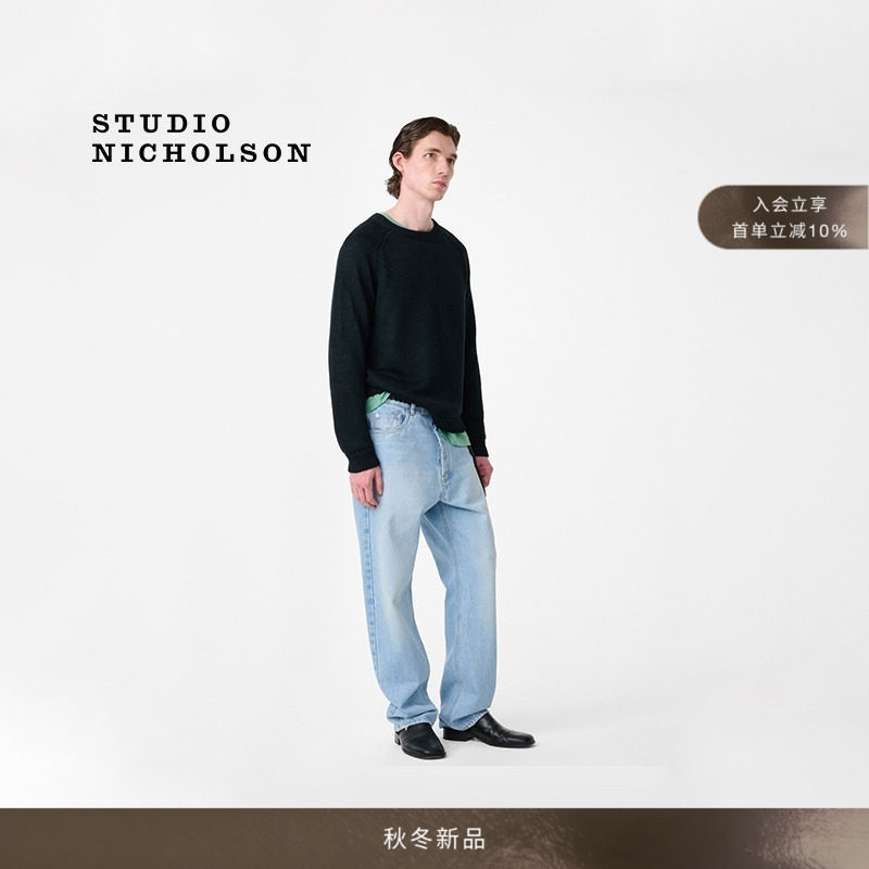 STUDIO NICHOLSON男士COSTE圆领针织亚麻套头衫图片