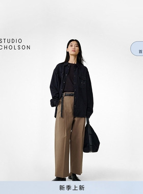 【春夏新品】STUDIO NICHOLSON女士NASSER裥褶裤子阔腿裤长裤