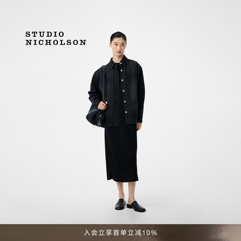 STUDIO NICHOLSON女士PASO贴袋牛仔衬衫外套图片