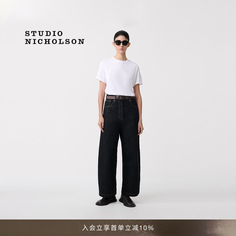 【经典款】STUDIO NICHOLSON女士纯色PERFECT MARINE棉质短袖T恤图片
