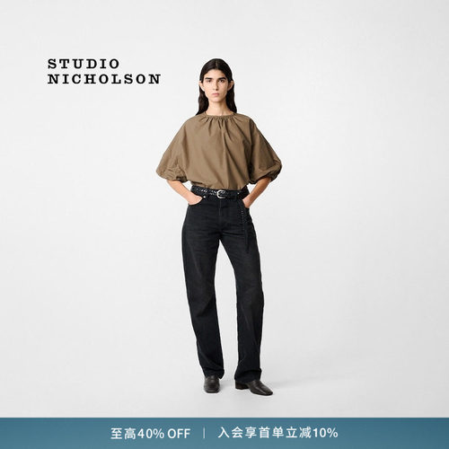 【奢享特惠】STUDIO NICHOLSON女士COVE收褶领口短袖上衣