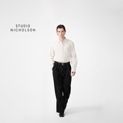 【春夏新品】STUDIO NICHOLSON男士PULL弧形剪裁长裤