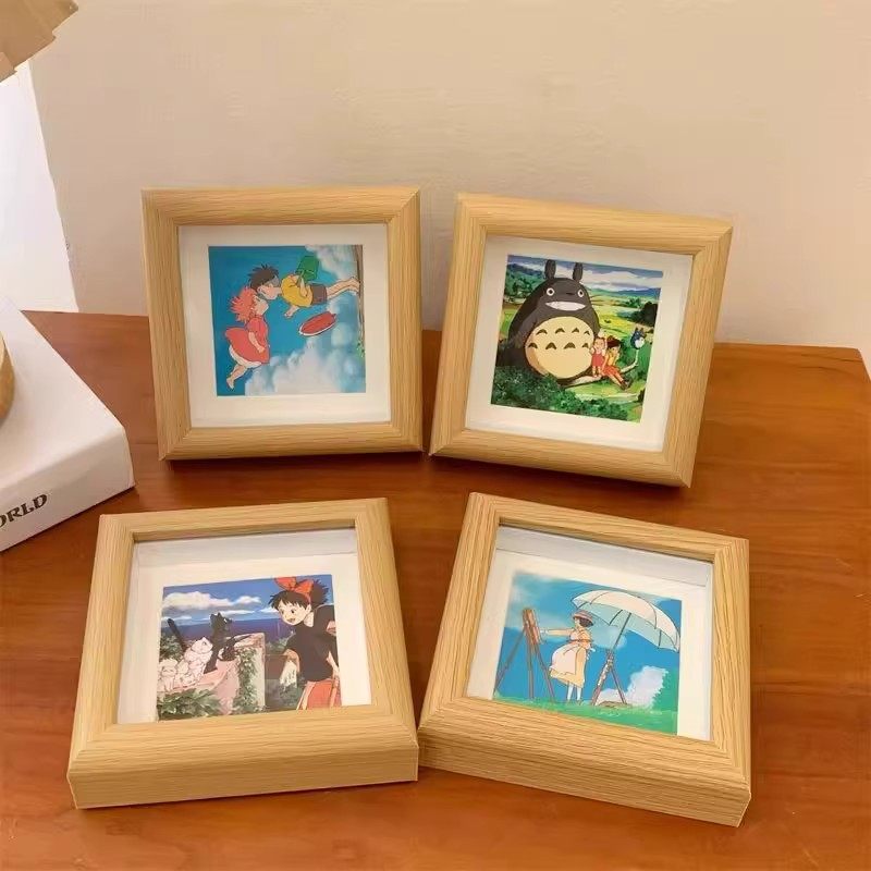 宫崎骏龙猫木质方4寸相框卡通动漫益智玩具送学生闺蜜diy礼物