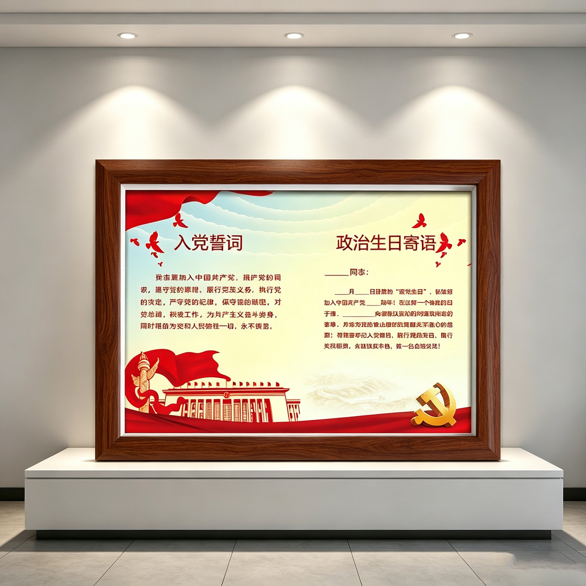 入党誓词寄语相框挂画生日纪念