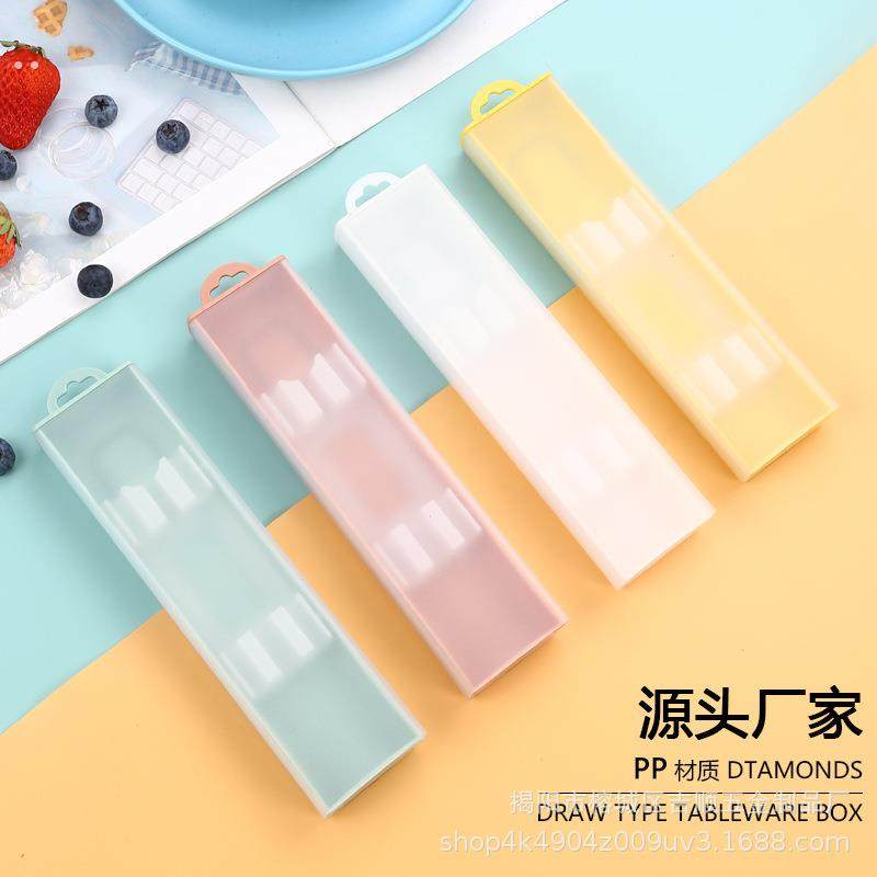 便携餐具盒学生抽拉式韩式叉勺筷盒旅行装筷子勺子便携式收纳盒子