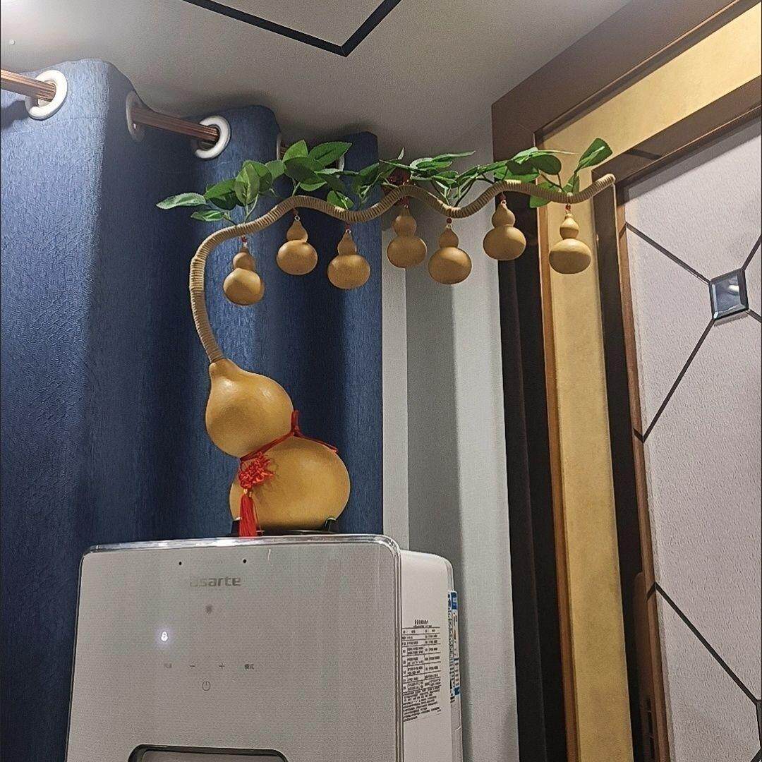 空调上的装饰摆件天然葫芦七个葫芦娃纯手工编织发财树乔迁客厅